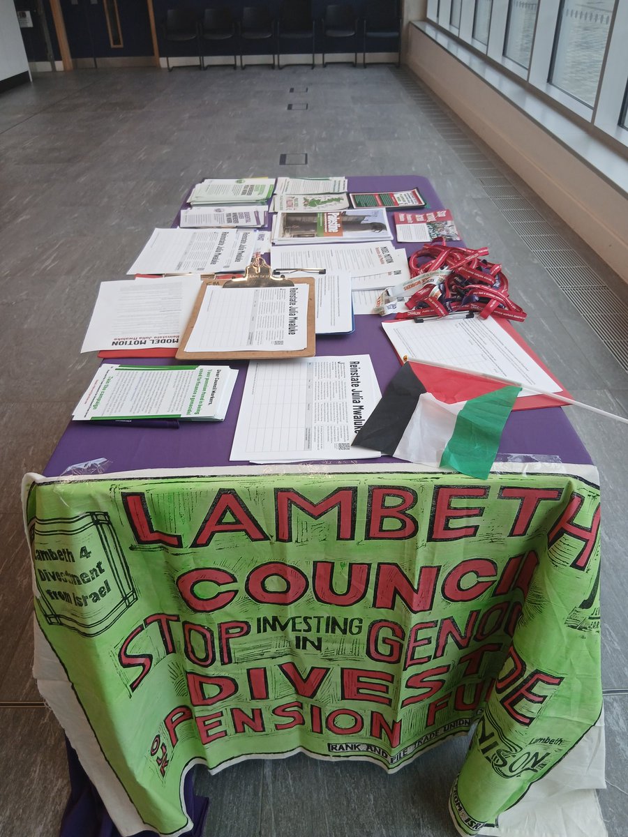 LBWG3's tweet image. #Palestine #workplaceaction after 18 months of #stalls in the council we are told NO #palestineflags. Apparently, Lambeth Council is apolitical but can fly high the #Ukraine flag. The double standards #painful. We were kicked out into the rain with our stall in all