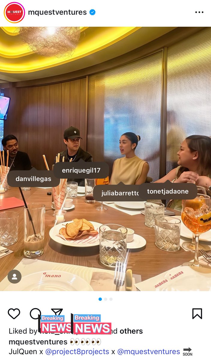 [INSTAGRAM] 

#EnriqueGil spotted with Direk <a href="/danvillegas/">Dan Villegas, LPS</a> and Direk <a href="/tonetjadaone/">Toñet</a> of <a href="/project8proj/">Project 8 Projects</a> and #JuliaBarretto in this MediaQuest post on Instagram.

👀👀👀