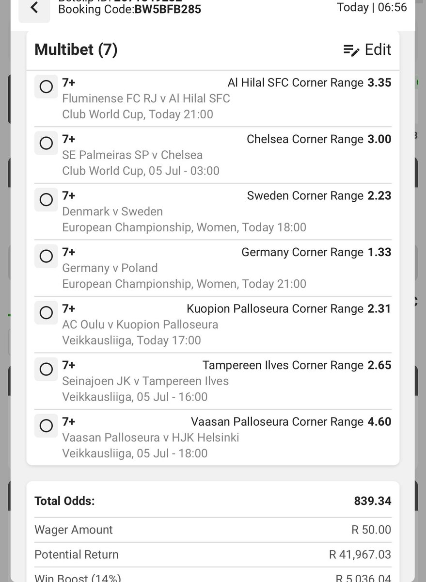 TheChildProTips's tweet photo. 839 odds 

7 corners

Betway code - BW5BFB285

Good luck https://t.co/vphdmhhnyK