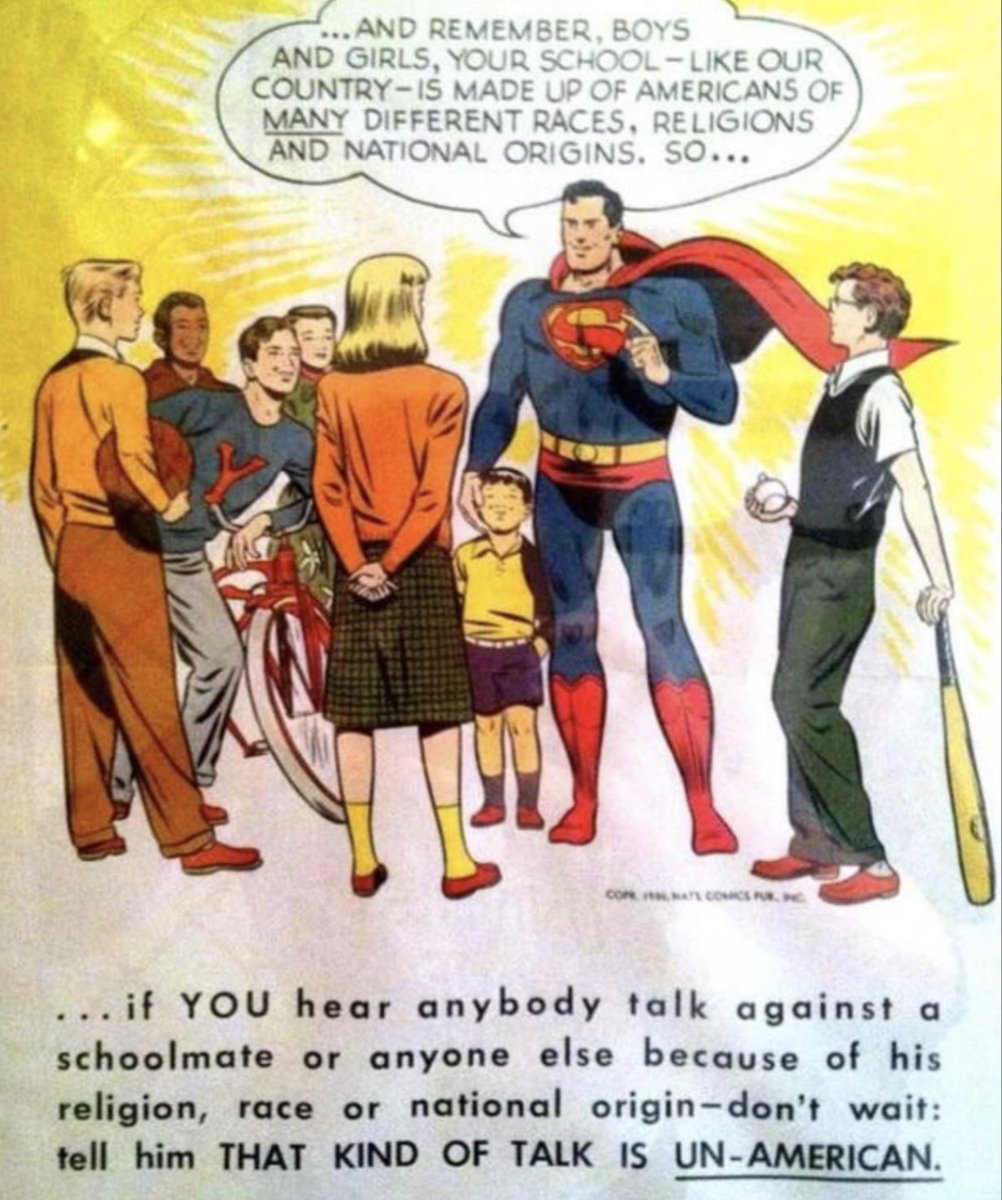 CommittoVote's tweet photo. @RadioFreeTom 50s Superman was woke AF. But what do you expect from an undocumented alien who stole an American reporter's job, and wore his underwear ourside his pants? https://t.co/WvIBbnb82c