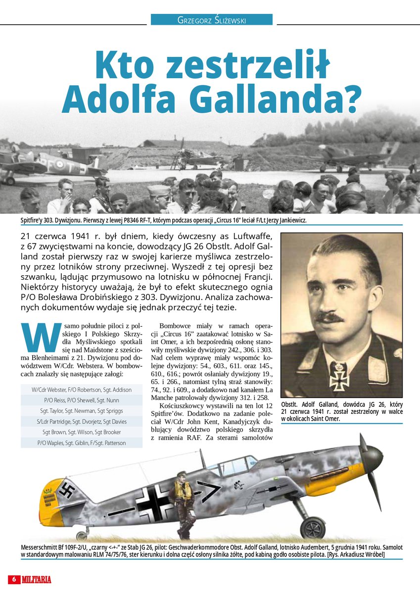 Greg_Slizewski's tweet image. Ukazał się najnowszy numer "Militariów" a w nim opublikowano mój artykuł o zestrzeleniu Adolfa Gallanda w czerwcu 1941 r. Już kiedyś o tym pisałem, ale sprawa jest na tyle ciekawa, że warto ją przypomnieć. Kolejny mit został połamany :)