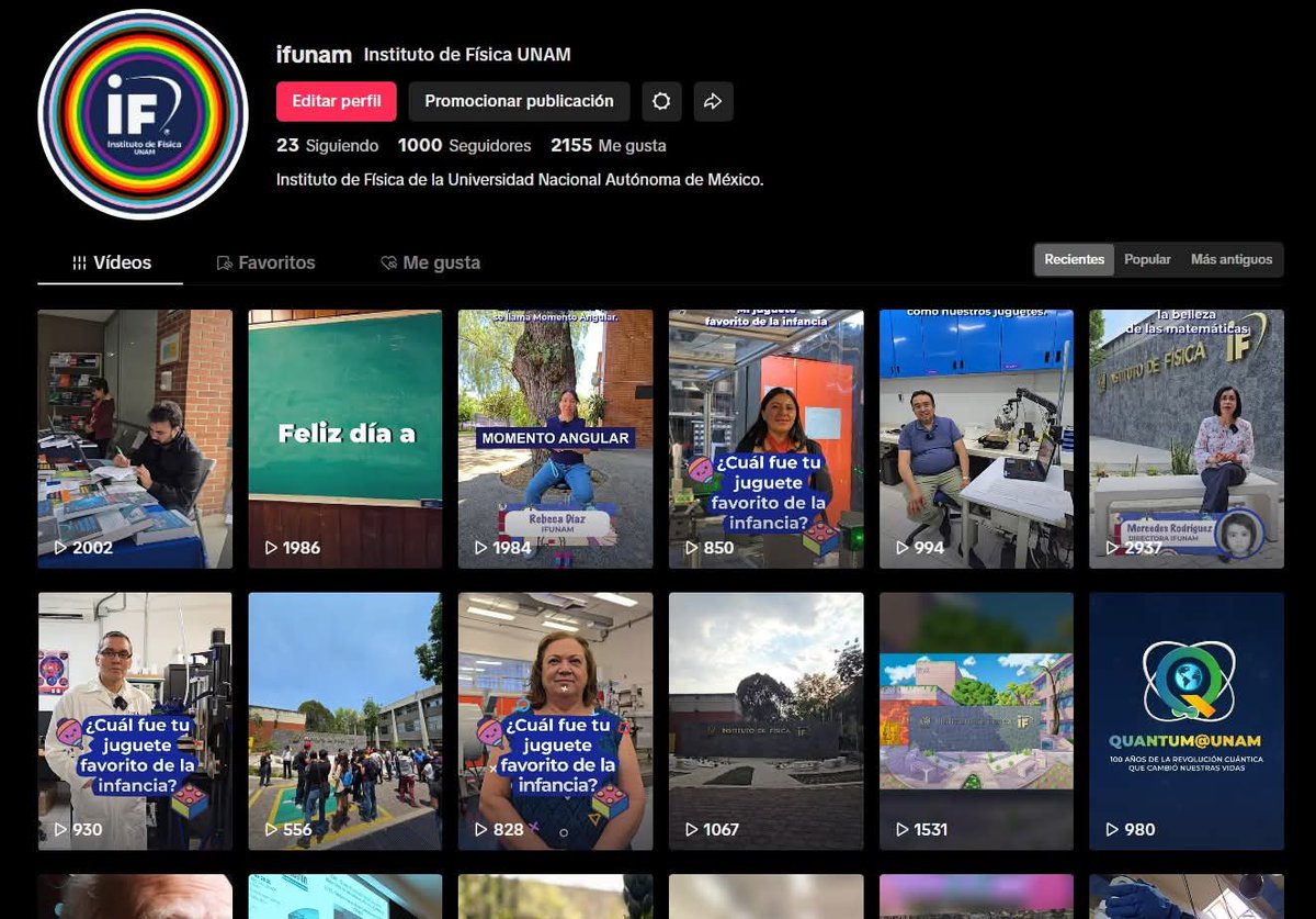 ¡Llegamos a los 1000 seguidores en TikTok! Síguenos y no te pierdas de nuestro contenido 🤓 : tiktok.com/@ifunam?is_fro…