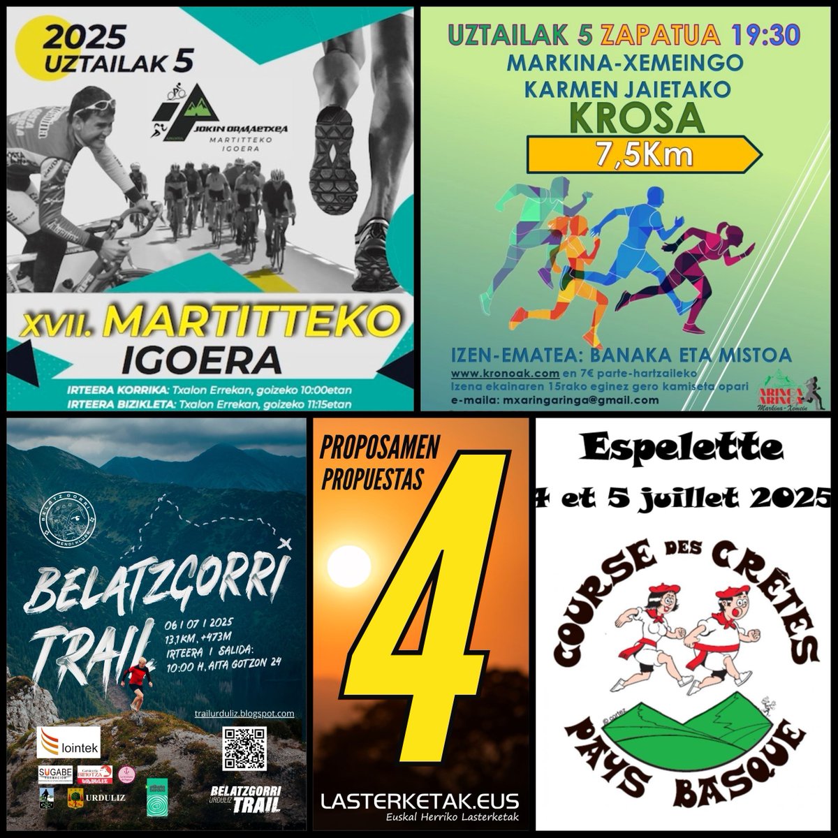 4️⃣ 🏃♀️🅿🆁🅾🅿🅾🆂🅰🅼🅴🅽 astebururako!💪
4️⃣ 🏃🅿🆁🅾🅿🆄🅴🆂🆃🅰🆂 para el finde!💪
👉lasterketak.eus/eu/ 

#lasterketak
#mendilasterketak
#kros
#euskalherria
#korrika
#trail
#trailrunning
#run
#running
#cross
#basquecountry
#runningcommunity
#runningterritory