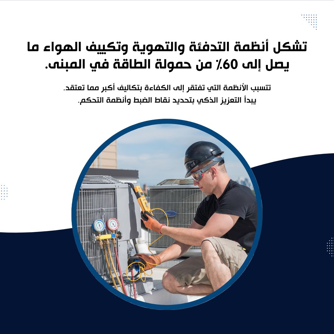 تعد أنظمة التدفئة والتهوية وتكييف الهواء من أكبر مستهلكي الطاقة. يؤدي تعزيز هذه الأنظمة إلى تقليل التكاليف، وتعزيز مستويات الراحة، والحد من الانبعاثات.

 كفاءة_أنظمة_التدفئة_والتهوية_وتكييف_الهواء
#التبريد_الذكي
#استهلاك_الطاقة
#الاتحاد_لخدمات_الطاقة