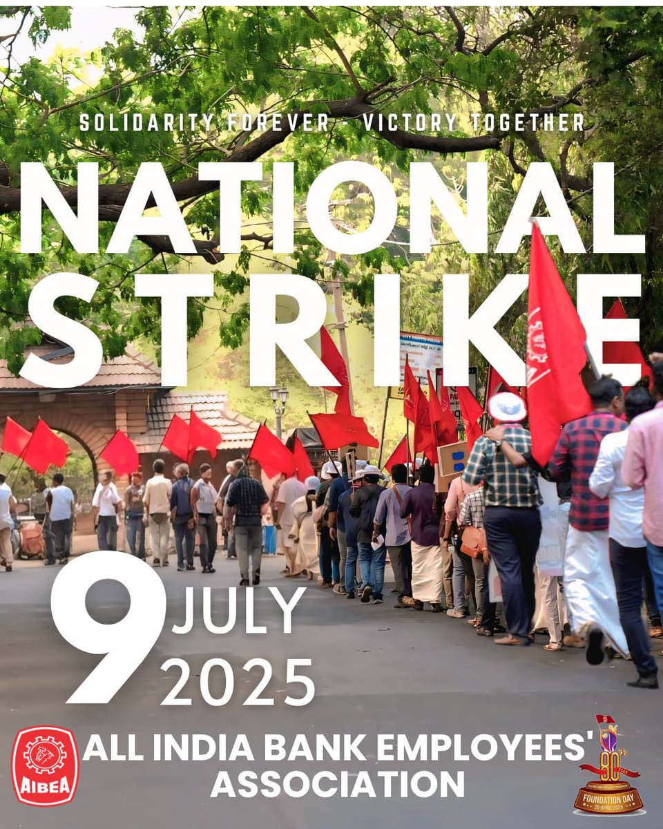 OUR DEMAND: SCRAP NPS- RESTORE OPS

March on..🚩
Nationwide General Strike on 9th July, 2025 by Central Trade Union
#AIBEA