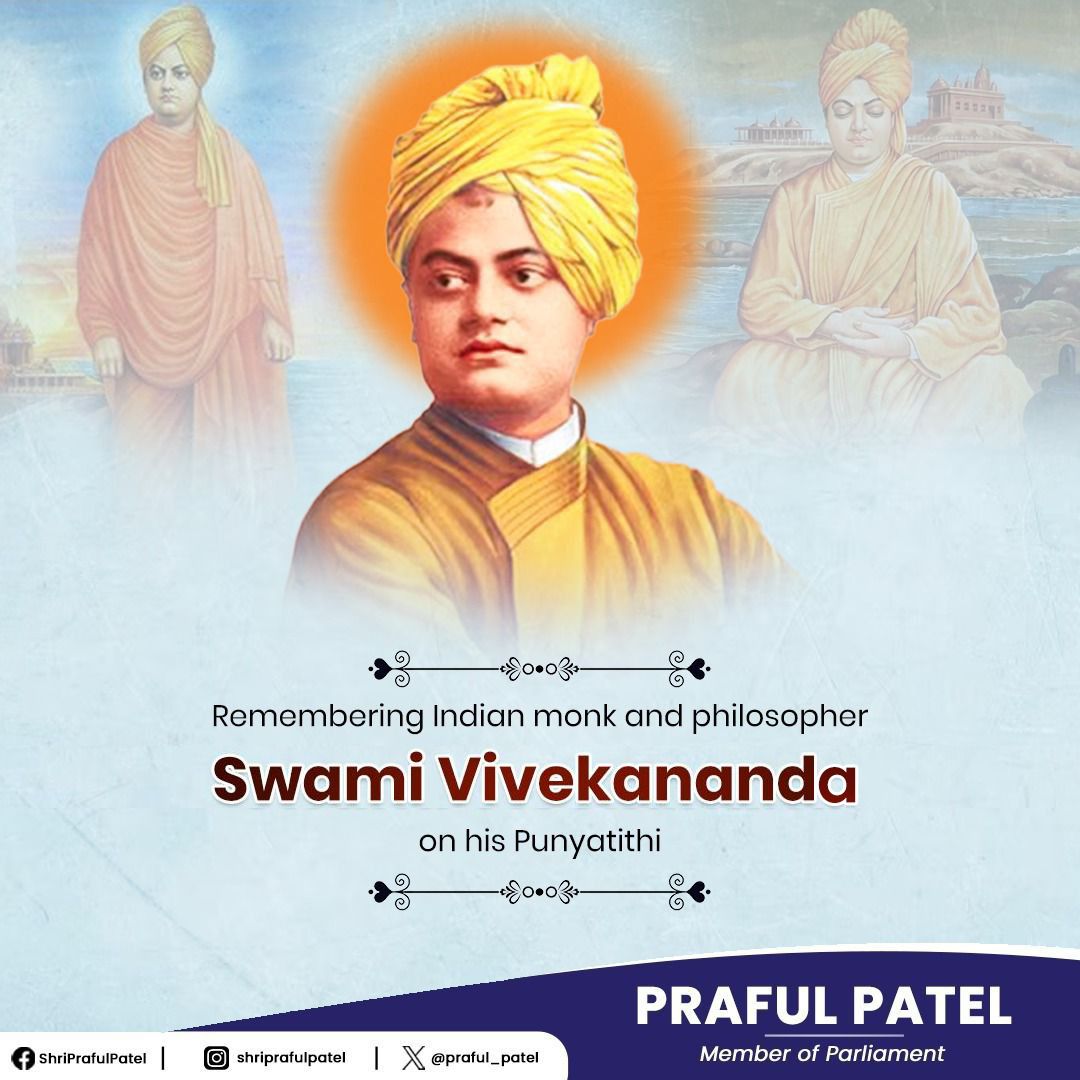 Remembering the spiritual philosopher Swami Vivekananda ji on his Punyatithi. His teachings continue to enlighten minds and awaken the spirit of service and strength in every generation. Let us carry forward his vision of a strong and awakened India.

#swamivivekanandaji
