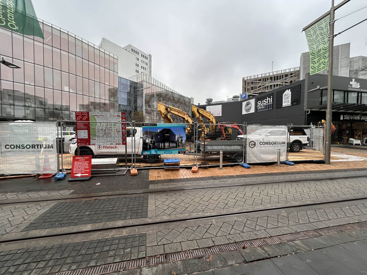 The Peebles Group development on the corner of High, Colombo and Hereford Street has kicked off! 

The new three-storey building will have 242sqm of retail space and is yet to be leased. 

Great to have another vacant site filled — especially one this central!