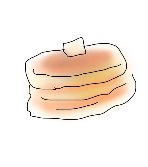 こちらデジタルで描こうとした全く美味しくなさそうなホットケーキになります