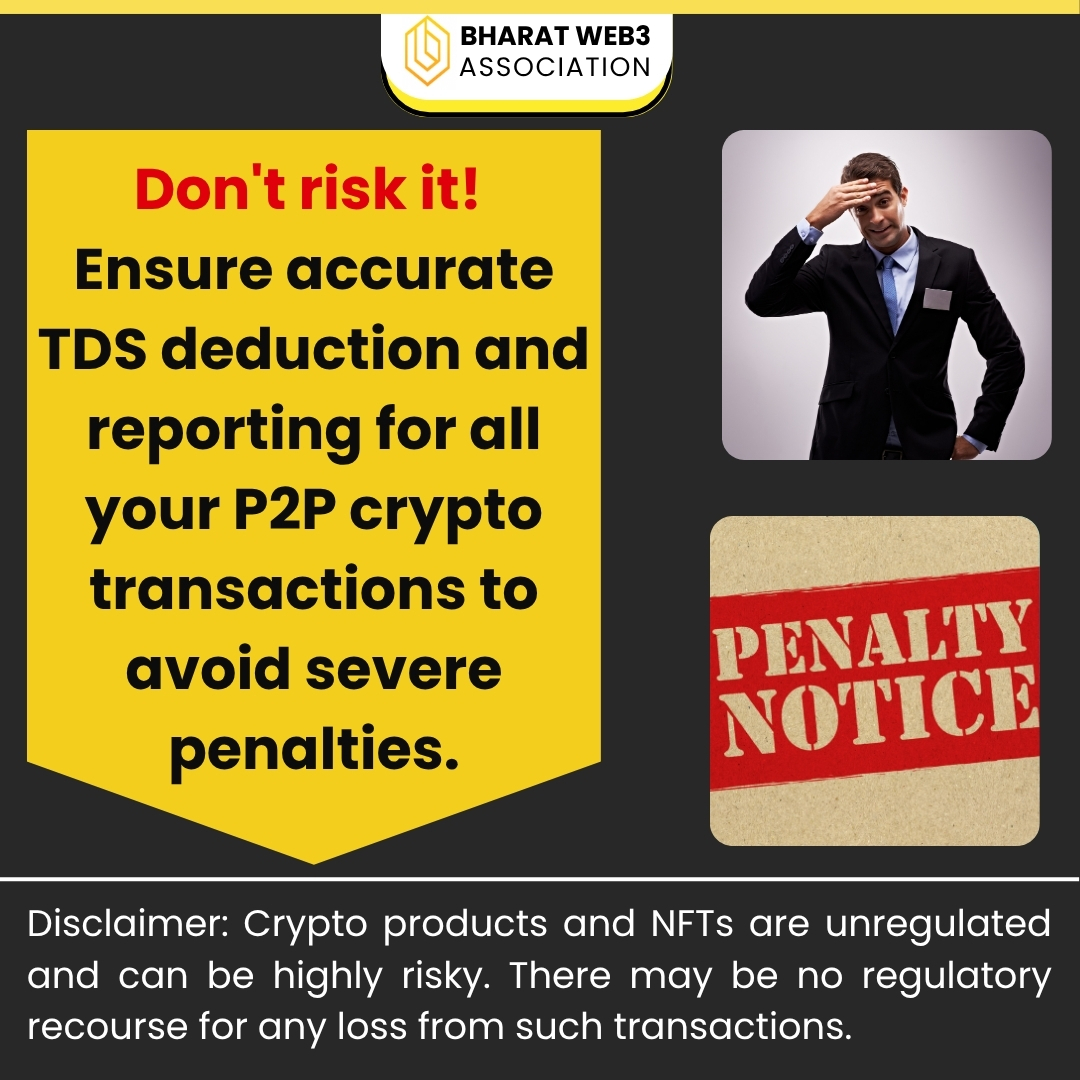 BWA_Ind's tweet image. Don't risk it! Ensure accurate TDS deduction and reporting for all your P2P crypto transactions to avoid severe penalties.
@RBI @PMOIndian @narendramodi @nsitharamanoffc
@nsitharamanoffc @FinMinIndia @GoI_MeitY
@IndianCERT @HMOIndia @Cyberdost @jagograhak_jago @DilipChenoy…