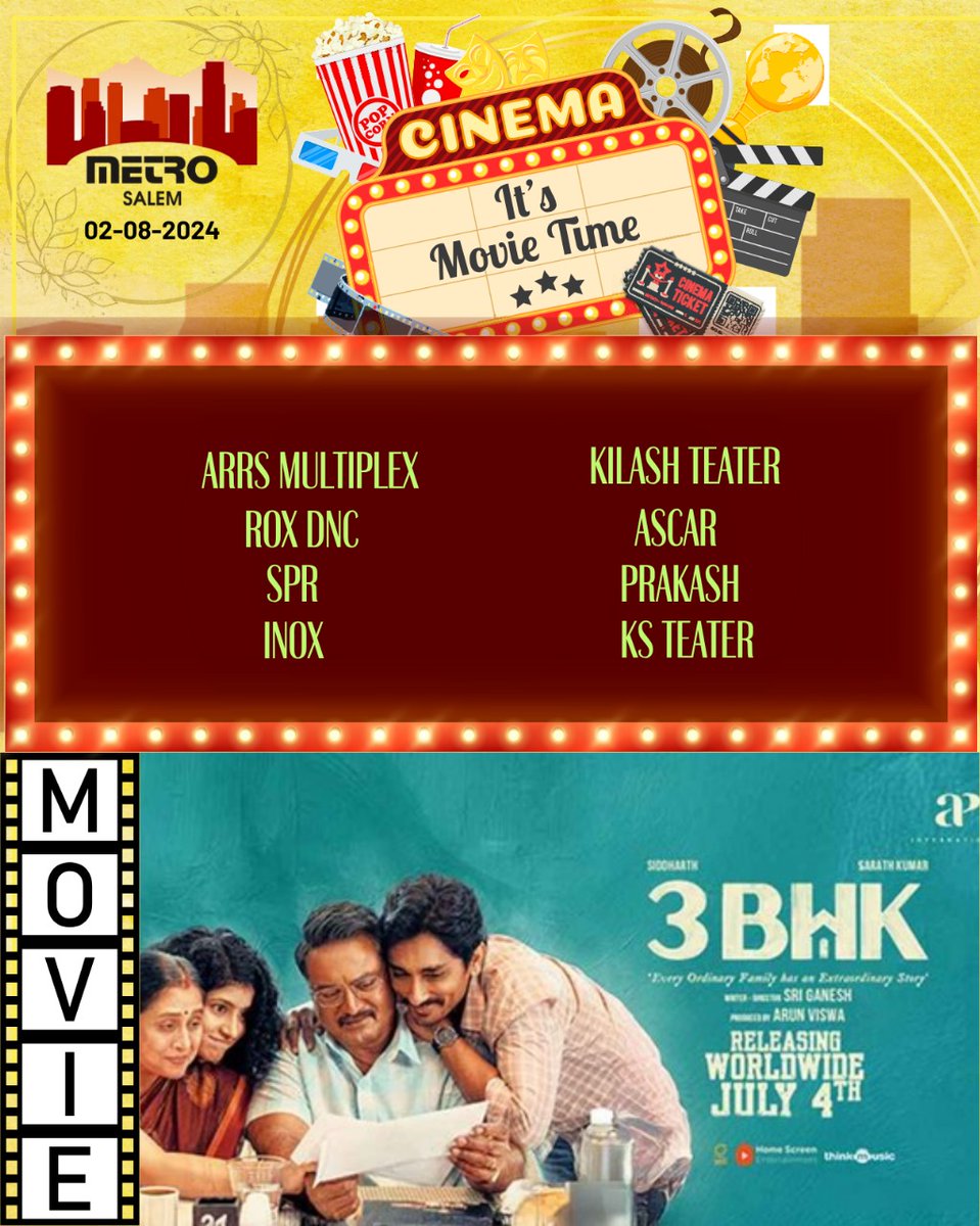 New Movie Release in Salem
<a href="/SalemArrs/">ARRS MULTIPLEX</a> | <a href="/dnctheatresoffl/">DNC Theatres</a> | <a href="/SPRcinecastle/">SPR CINECASTLE</a>