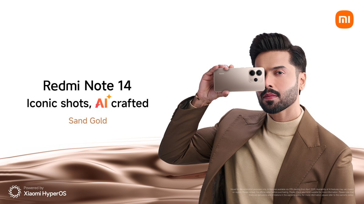 Xiaomi_Pakistan's tweet image. Styled to shine. ✨
#RedmiNote14 steps into the spotlight.
#SandGoldEdition