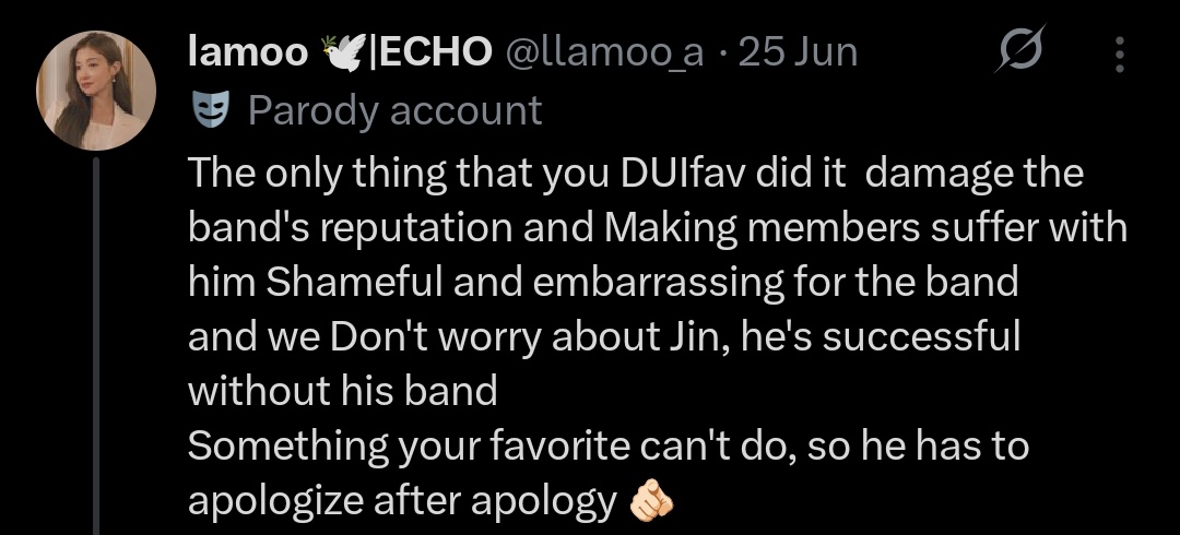 SugaProtectTeam's tweet image. 🚨 REPORT 🚨 
Hate » slurs and tropes / hateful references
Abuse &amp;amp; harassment » targeted harassment / insults / inciting harassment

x.com/carls94rk
x.com/llamoo_a
x.com/Echo_Moonjin
x.com/peachykyeom