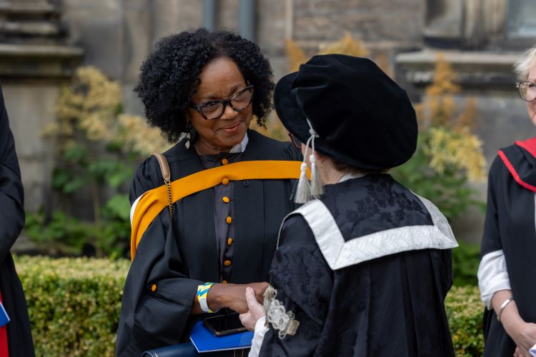 Commenting on being given an Honorary degree, novelist Gisèle Pineau added: 'I dedicate it to all those who have contributed to my journey, and to those who continue to fight for a more just and equitable society.' More here: news.st-andrews.ac.uk/archive/st-and…