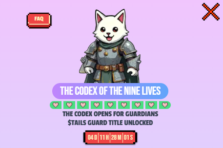 TheSaw102's tweet photo. I’ve completed 9 tasks to officially become a Guardian of these cute cats. How about you?
Let’s become heroes in the eyes of the cats. $TAILS
@tokentails
#TAILS #CodexOfNineLives #PlayToSave #TokenTails
@Amax_Tran @LeeLy102 @LHTDavid https://t.co/0wxj0cEuRJ