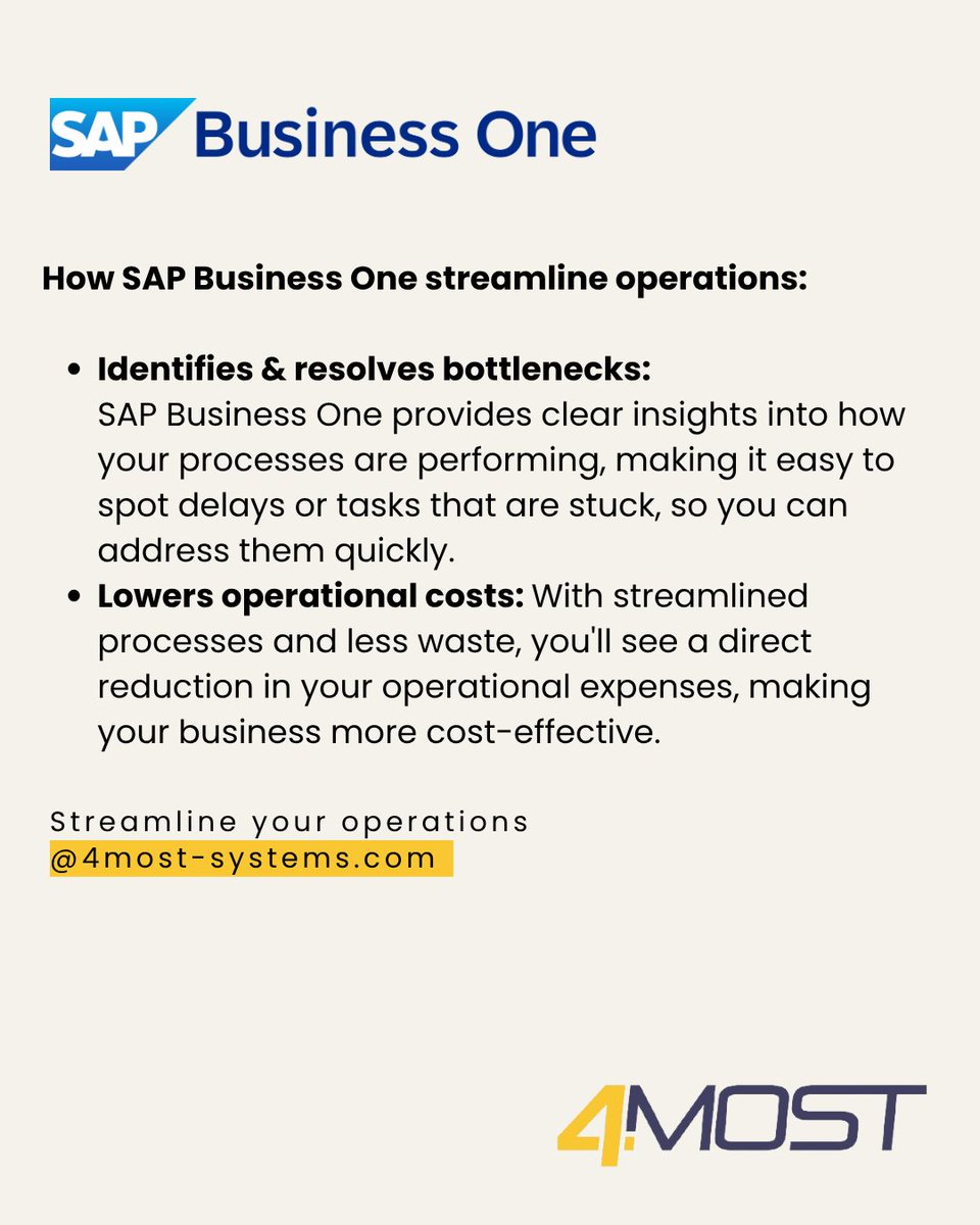 𝐒𝐭𝐫𝐞𝐚𝐦𝐥𝐢𝐧𝐞 𝐨𝐩𝐞𝐫𝐚𝐭𝐢𝐨𝐧𝐬 𝐰𝐢𝐭𝐡 𝐒𝐀𝐏 𝐁𝐮𝐬𝐢𝐧𝐞𝐬𝐬 𝐎𝐧𝐞

Streamline your operations at 4most Systems
