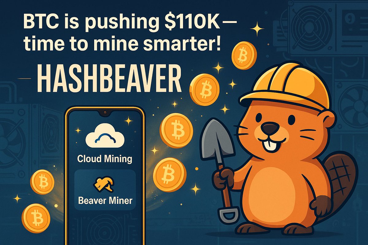 HashBeaver's tweet photo. 🚀 BTC near $110K — don’t just HOLD, mine! 💰⛏️
With HashBeaver, choose Cloud Mining or hosted miners — zero hassle.

⚡ Quick start. Real returns.

🔗 https://t.co/AaYSq5nKOk
#Bitcoin #Mining #Hashrate 🦫 https://t.co/Q5s78QicjM