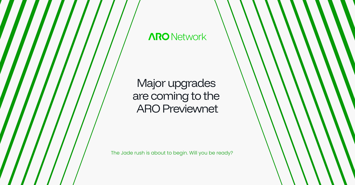 AroNetwork's tweet photo. 💫Major upgrades are coming to the ARO Previewnet!
We’re overhauling all interfaces — and most importantly, #Jades will soon be claimable directly from the ARO Portal (Dashboard)! 💎
We're still in the prep phase and all rewards are virtual for now, but soon, Jades will be unlocked through a series of campaigns.
⏳ Get ready.
🔜 Stay tuned!