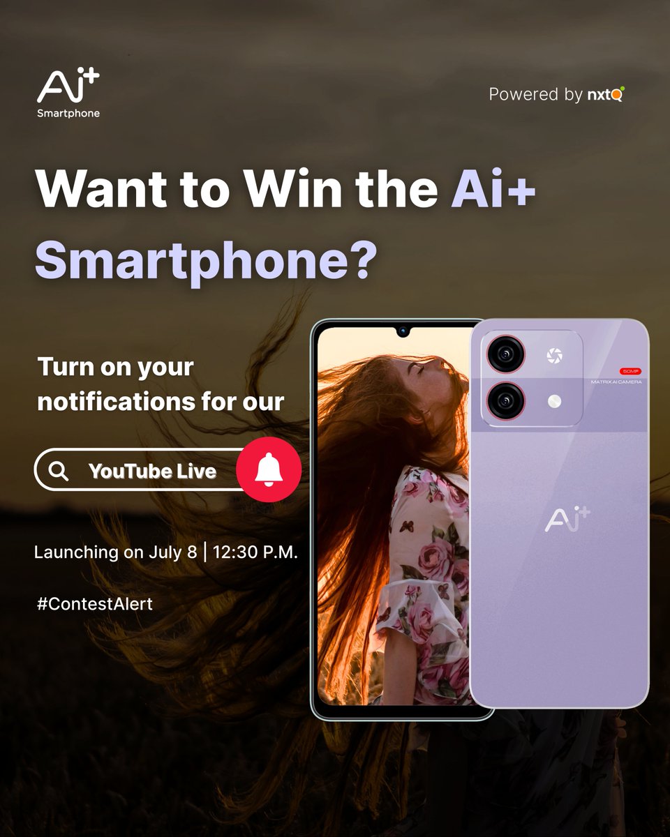 🎉 5 lucky winners can WIN the Ai+ Smartphone! 📱

To enter:
✅ Click the YouTube live link &amp; turn on notifications.
✅ Tag us!
✅ Repost this tweet &amp; follow us.

👉 Set a reminder now: bit.ly/44JvXEe 

#AiPlusSmartphone #Giveaway #BuiltForIndia #TechGiveaway