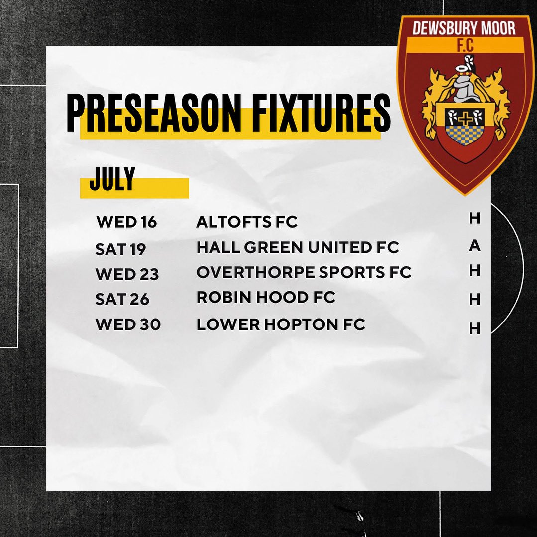 Our mens team preseason fixtures have been confirmed for the 2025/26 season.

Please come along and support the lads ⚽️