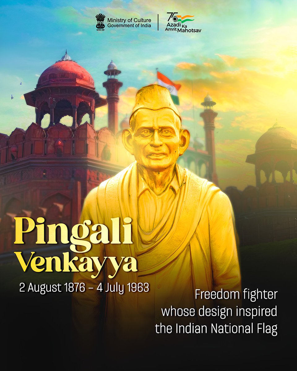 Did you know that Pingali Venkayya is credited with designing the core concept of our Tricolour? 

A dedicated freedom fighter and scholar, he presented his tricolour design to Mahatma Gandhi in 1921. Today we honour the man whose timeless symbol unites our nation.