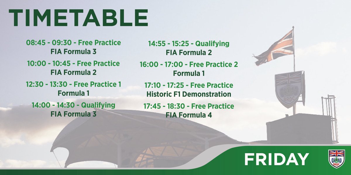 All the important times for today’s track sessions.

#BritishGP #BRDC