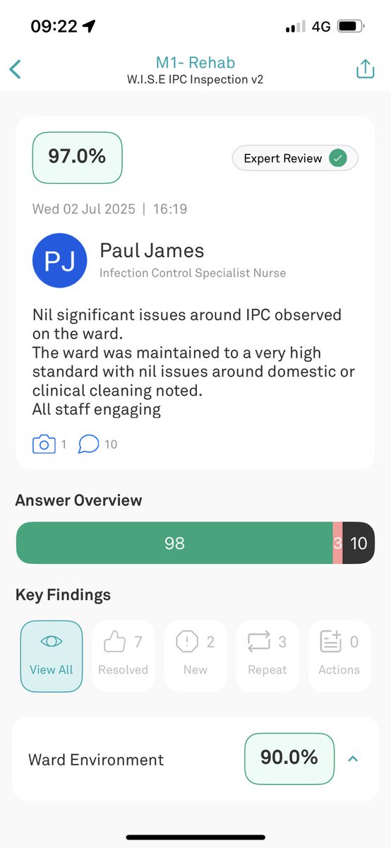 jeninekelly's tweet photo. M1 ⭐️ 

WISE IPC audit 97% 

Well done team 👏 ensuring a safe, clean environment for our patients 

@PatientWuth https://t.co/2752RpwQmO