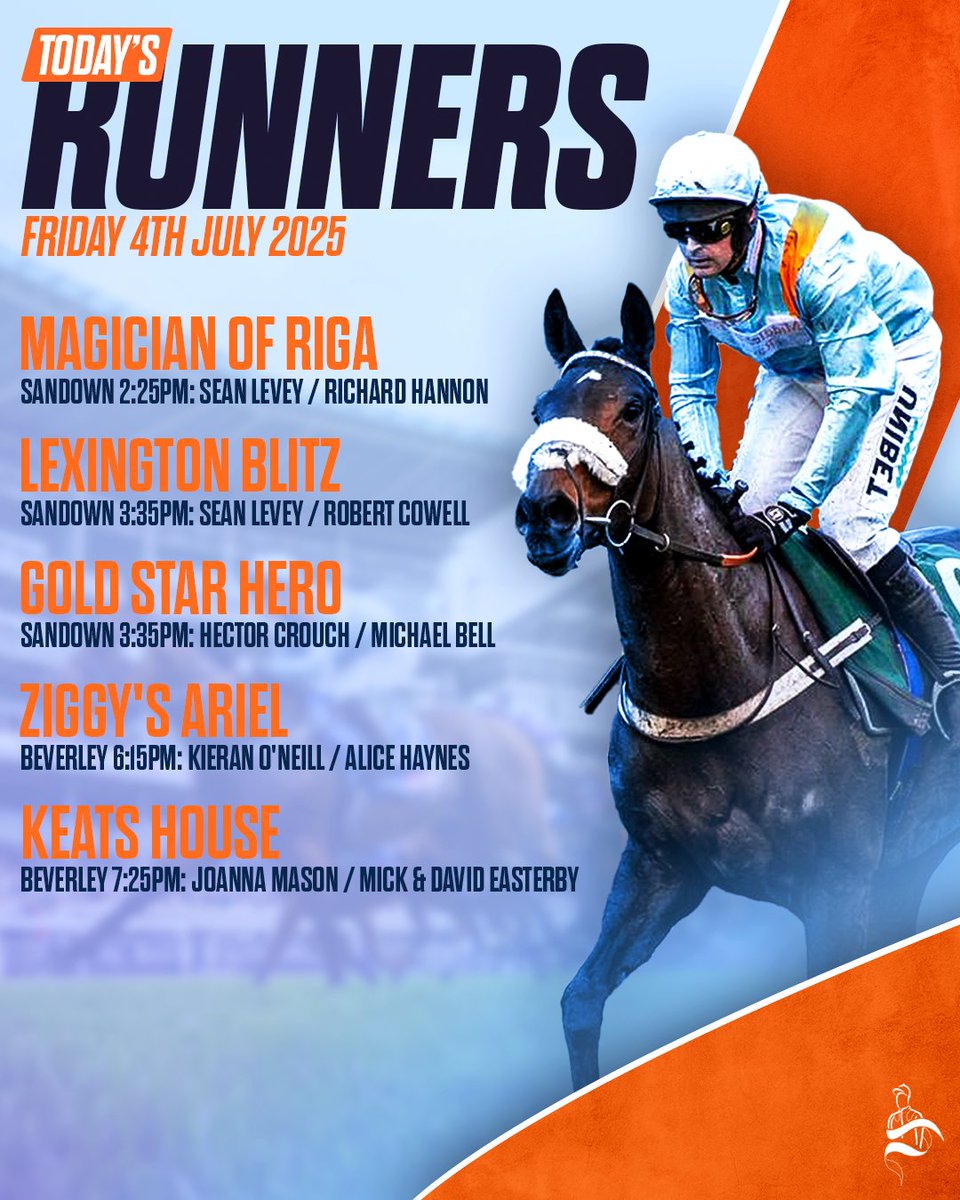 Middleham Park Racing (@mprupdates) on Twitter photo Plenty to look forward to today! MAGICIAN OF RIGA debuts at <a href="/Sandownpark/">Sandown Park</a>, joined by LEXINGTON BLITZ & GOLD STAR HERO in a competitive Class 2 contest. Then itโs off to <a href="/Beverley_Races/">Beverley Racecourse</a> with ZIGGY'S ARIEL & KEATS HOUSE this evening. Good luck! #TeamMPR Plenty to look forward to today! MAGICIAN OF RIGA debuts at <a href="/Sandownpark/">Sandown Park</a>, joined by LEXINGTON BLITZ & GOLD STAR HERO in a competitive Class 2 contest. Then itโs off to <a href="/Beverley_Races/">Beverley Racecourse</a> with ZIGGY'S ARIEL & KEATS HOUSE this evening. Good luck! #TeamMPR