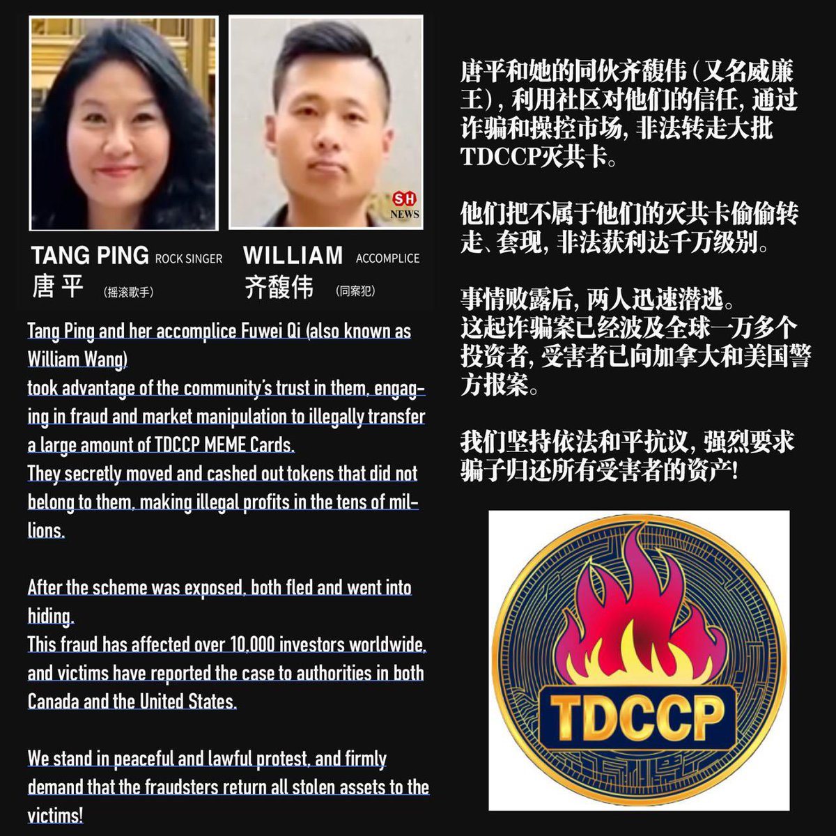 🐦‍🔥为什么说参与前线抗议示威的战友很伟大，很棒！做这个事情意义重大！

🎆因为针对威廉王唐平等诈骗犯疑犯的合法合规的家门前抗议示威至少有以下实际作用：

‼️1. 公开抗议可以引起公众和媒体关注，增加对疑犯的舆论压力，可能迫使威廉王唐平及其团伙成员面对社会谴责或配合调查。

⚡️2.