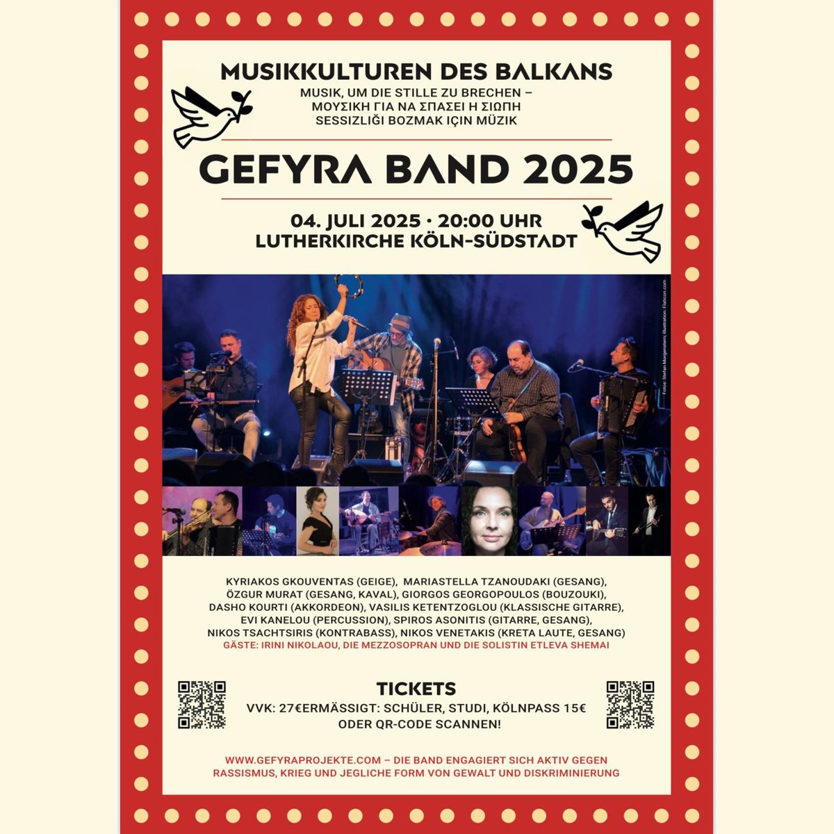Konzert der Band 𝗚𝗲𝗳𝘆𝗿𝗮, eine Zeitreise durch die Musikkulturen des Balkans
📍 Lutherkirche Südstadt Köln
🕗 Fr. 4.7 | 20:00 Uhr
💶 Eintritt: 15-30€

#griechenland #konzert #griechische #musikwelten #köln #entdecken #ελληνική #μουσική #συναυλία #γέφυρα #στην #κολωνία
