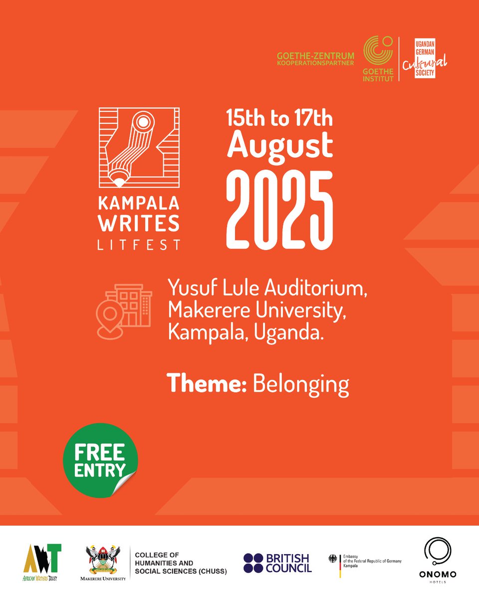 Here to announce the Kampala Writes Litfest to be held at <a href="/Makerere/">Makerere University</a>. Mark your calendars for what promises to be a beautiful celebration of talent, writing and conversations around belonging. 

<a href="/TrustAwt/">African Writers Trust (AWT)</a> <a href="/femritewriters/">FEMRITE</a> <a href="/MakerereCHUSS/">Makerere University CHUSS</a> <a href="/GZ_Kampala/">Goethe-Zentrum Kampala/UGCS</a> <a href="/UgBritish/">British Council</a>