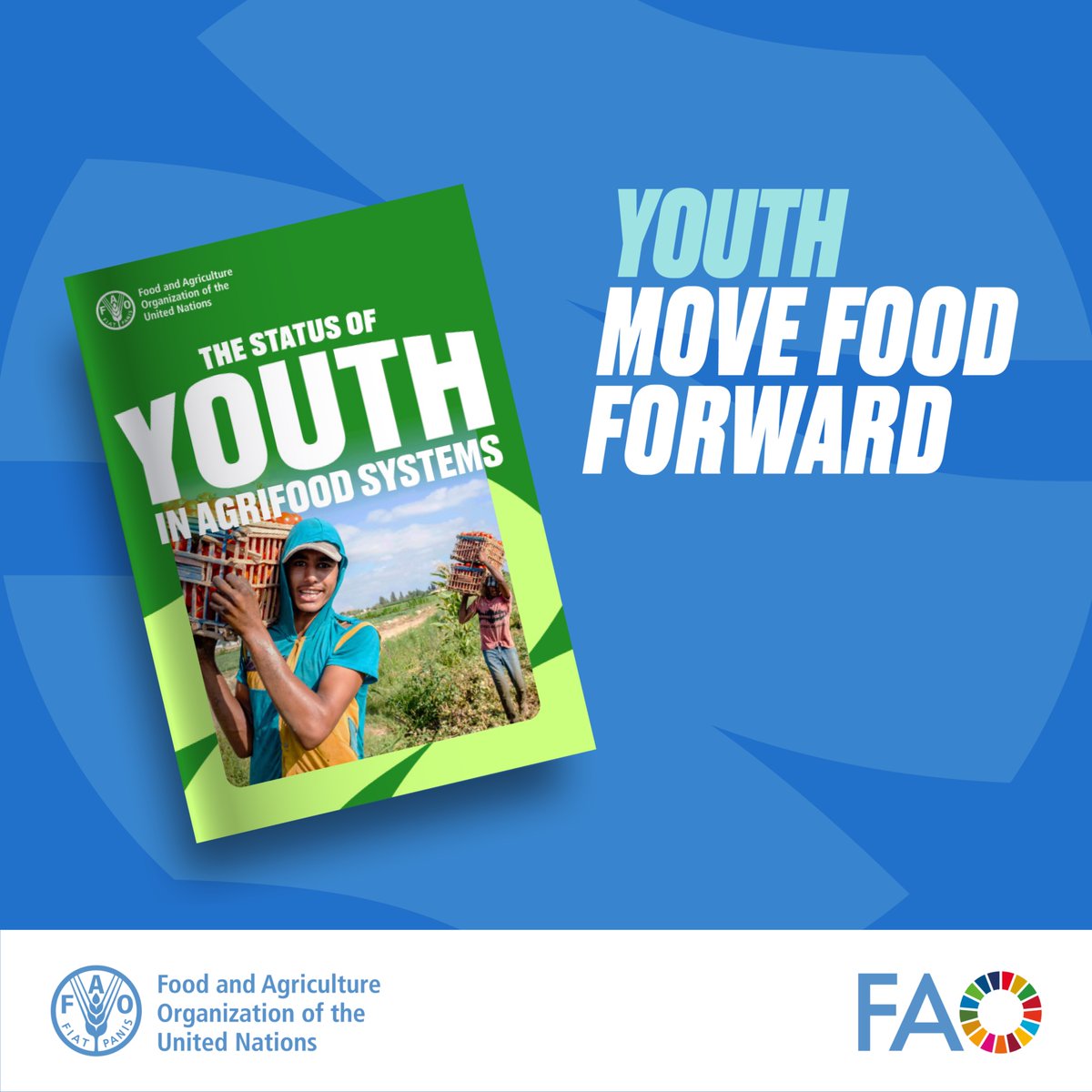 Youth need agrifood systems &amp; agrifood systems need youth🌱🌍

@‌FAO's new report dives into how youth are shaping, challenging, and transforming agrifood systems.

Let's invest in the next generation, let's #MoveFoodForward

📘 bit.ly/3Tnva5B