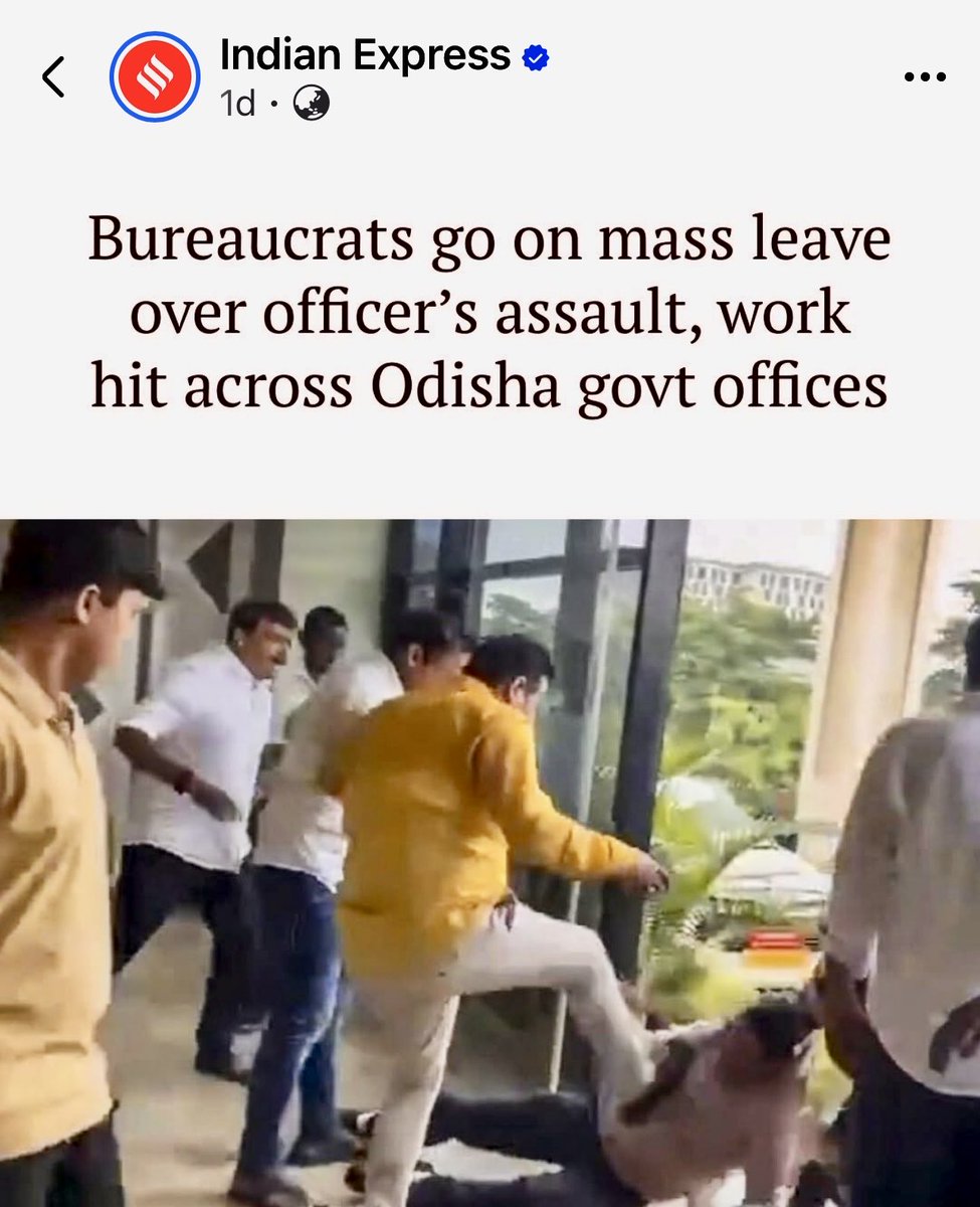 See how BJP goons in Odisha treat an IAS officer. 
When a party is led by those connected with mass slaughter in Gujarat in 2002 and repeated riots and killings from 1992 Babri demolition (and go scot free) what else do you expect? 
Read here 👉 indianexpress.com/article/india/…