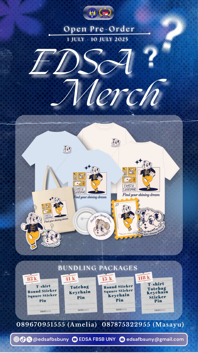UNY... pergi ke pasar memakai kemeja salur
hai kawan EDSA Merchandise masih open po lur😍💞