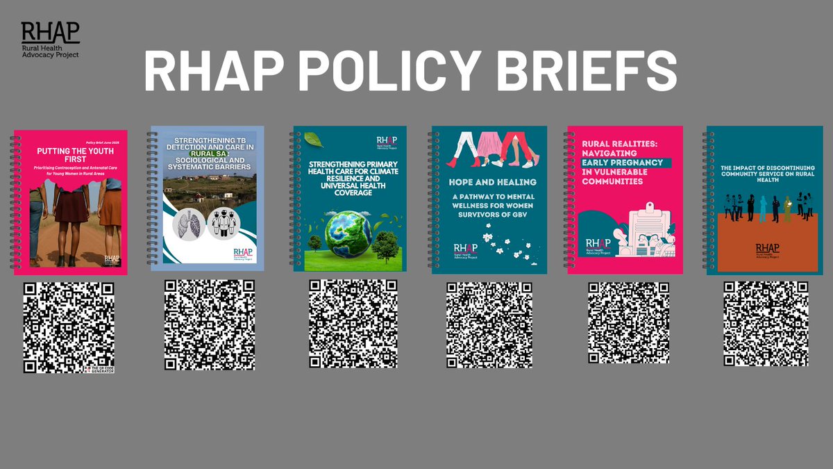 RHAP is dedicated to realising the right to health for people in rural areas by advocating for equitable access to healthcare and strengthening accountability systems. #ruralhealthcare 

Read more in our policy briefs by visiting our resources page: rhap.org.za/resource_type/…