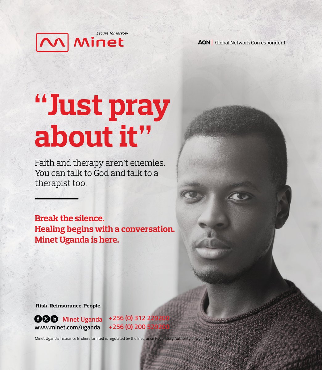 Minet Uganda (@minetuganda) on Twitter photo “Just pray about it”. Faith and therapy aren’t enemies. You can talk to God and talk to a therapist too.
Break the silence. Healing begins with a conversation.
Need someone to talk to? Send us an email at hope@minet.co.ug
#MinetUganda #MentalWellnessMatters “Just pray about it”. Faith and therapy aren’t enemies. You can talk to God and talk to a therapist too.
Break the silence. Healing begins with a conversation.
Need someone to talk to? Send us an email at hope@minet.co.ug
#MinetUganda #MentalWellnessMatters