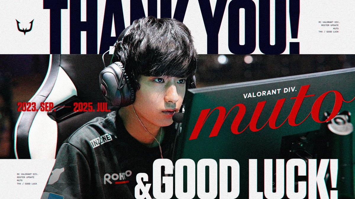 RC_REJECT's tweet photo. VALORANT Div.

この度、muto選手（@hnialw ）がチームを脱退することとなりました。

冷静なプレイやピンチを救うクラッチプレイなど、全力でREJECTに貢献してくださったmuto選手に心より感謝をすると共に、今後の更なるご活躍をお祈りいたします。 https://t.co/ofjtZ3y6FJ