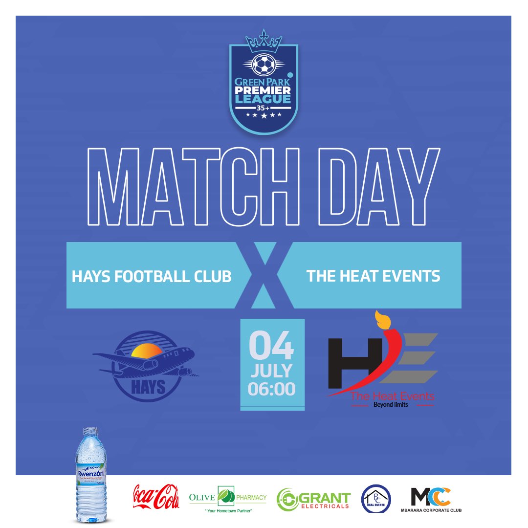 🔵𝗠𝗔𝗧𝗖𝗛𝗗𝗔𝗬!🔵🔥

 <a href="/HaysUganda/">Hays Football Club</a> 🆚 <a href="/TheHeat2010/">The Heat</a> 

🏟️ Green Park Stadium
🏆 Premier league 
⏰ 6:00pm (EAT)

See you there ⚽️💙💙
#GreenParkPremierLeague 35+