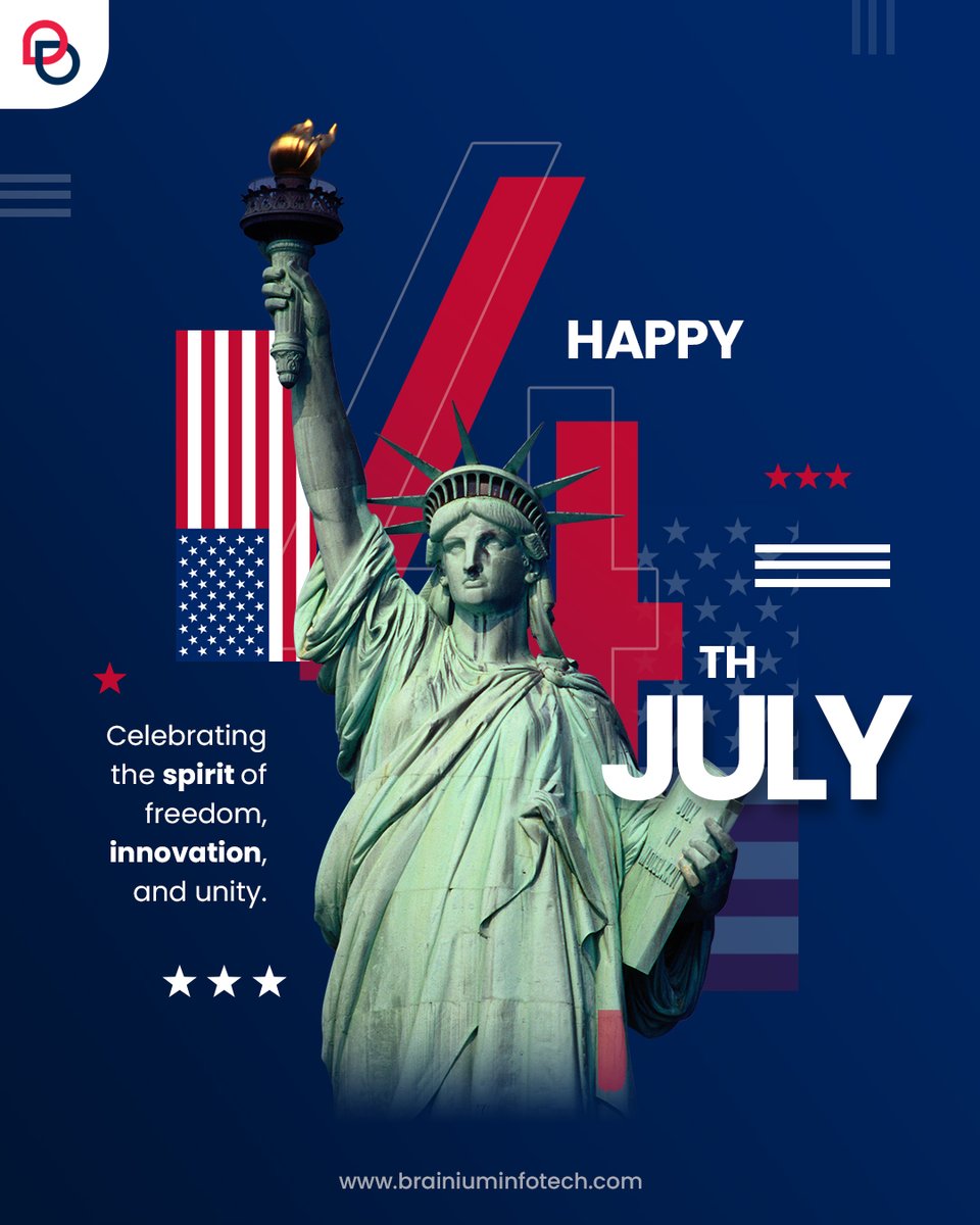 BrainiumIT's tweet image. Land of the free, home of the bold builds 🇺🇸
From all of us at Brainium, Happy Independence Day to our amazing clients and partners in the USA!
Here’s to freedom and fearless innovation.
#FourthOfJuly #IndependenceDay2025 #USA #Brainium #ideateimplementsucceed