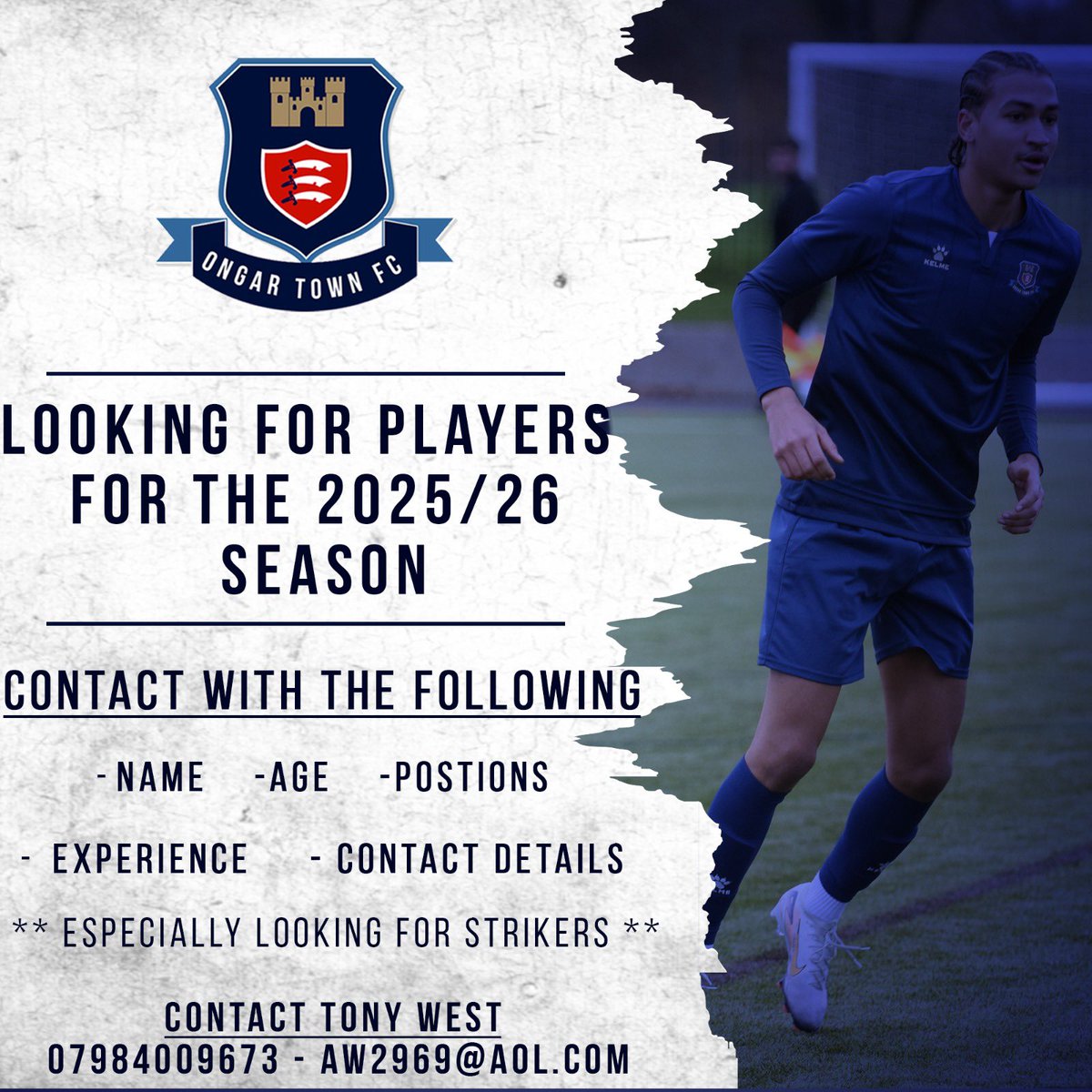 Looking for players. If you want to join a progressive step 7 team with aspirations to move to step 6 this season, please contact our first team manager Tony 💙💪🏻