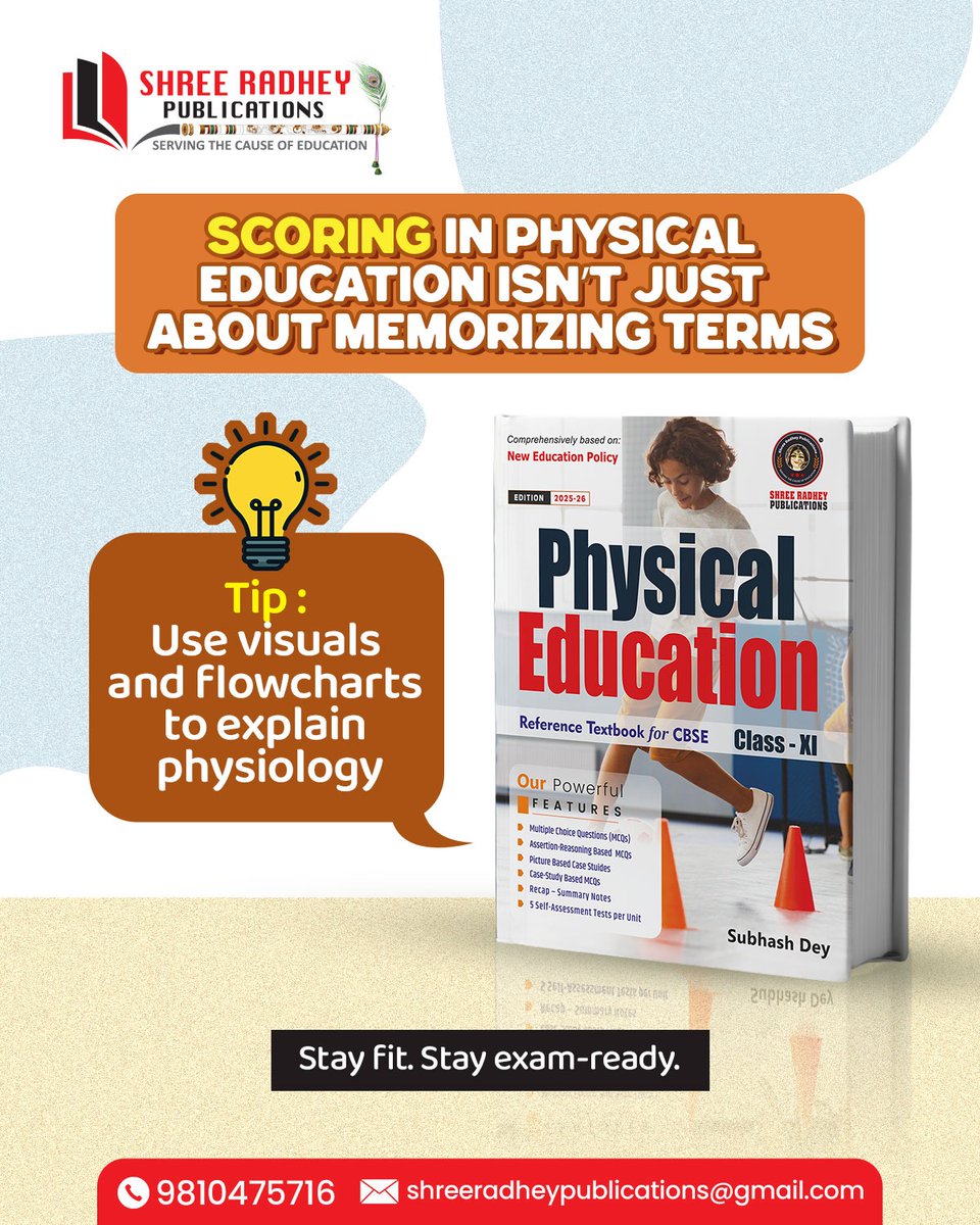 shreeradheypub's tweet image. Our Physical Education book brings balance  widely recommended by educators across schools.
2025–26 Edition Available
📞 Call 9810475716 to order your copy today!
Or 🌐 Order From Amazon

#SubhashDeyBooks #PhysicalEducation #CBSEClass12 #PhysicalEducationTheory #SportsEducation