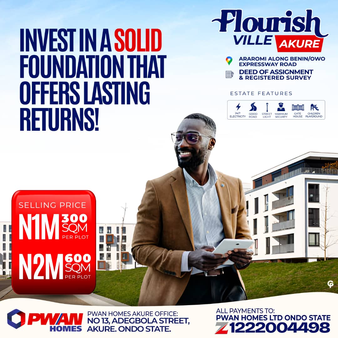 Wealth is Calling 📞 ☎️☎️☎️Answer with Flourish Ville Estate

Are you ready to transform your financial future? Investing in Flourish Ville Estate, strategically located in Araromi, Akure, is more than just a smart decision - it's a call to wealth.