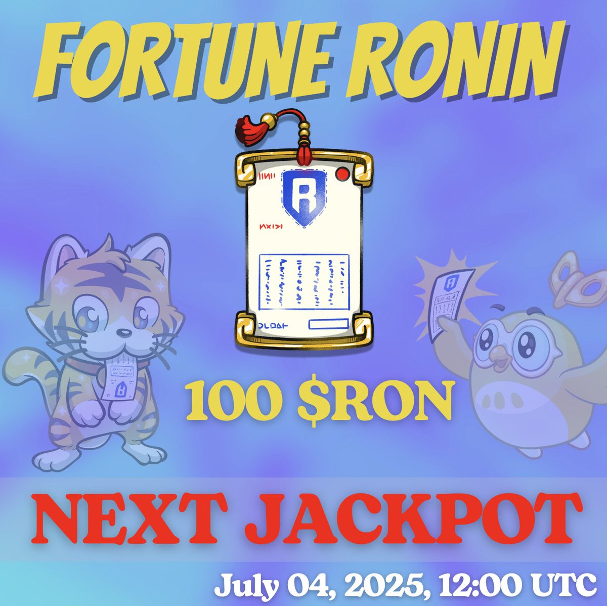 22ND LIVE RAFFLE – HAPPENING TODAY!

Get hyped, Ronin fam! The 22ND LIVE Raffle Draw is going down TODAY!

More winners. More $RON up for grabs. Don’t miss out!

📅 Date: TODAY, Saturday, 04th July 2025
🕦 Time: 12:00 UTC
📍 Where: LIVE on X

Still don’t have a ticket? Head to