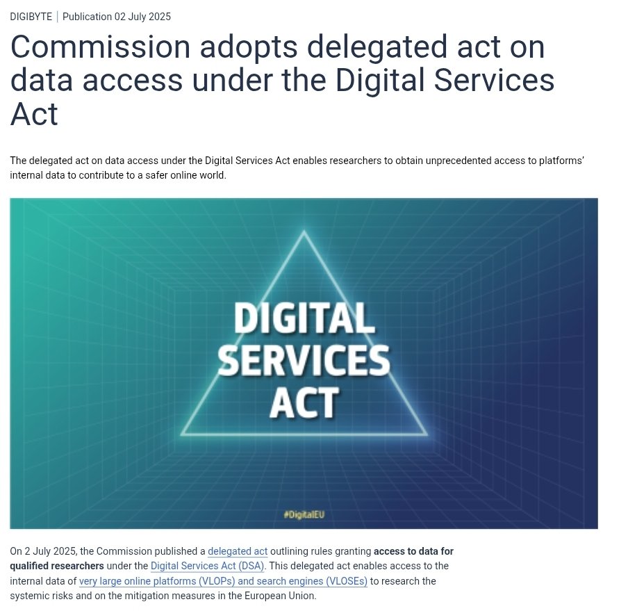 Die EU gibt „Forschungseinrichtungen“ wie HateAid &amp; EDMO Zugriff auf deine Plattformdaten – um noch effizienter nach Hass zu forschen.
Wissenschaft im Dienst der Gesinnung. Bald haben wir tägliche Hausdurchsuchungen 🤡