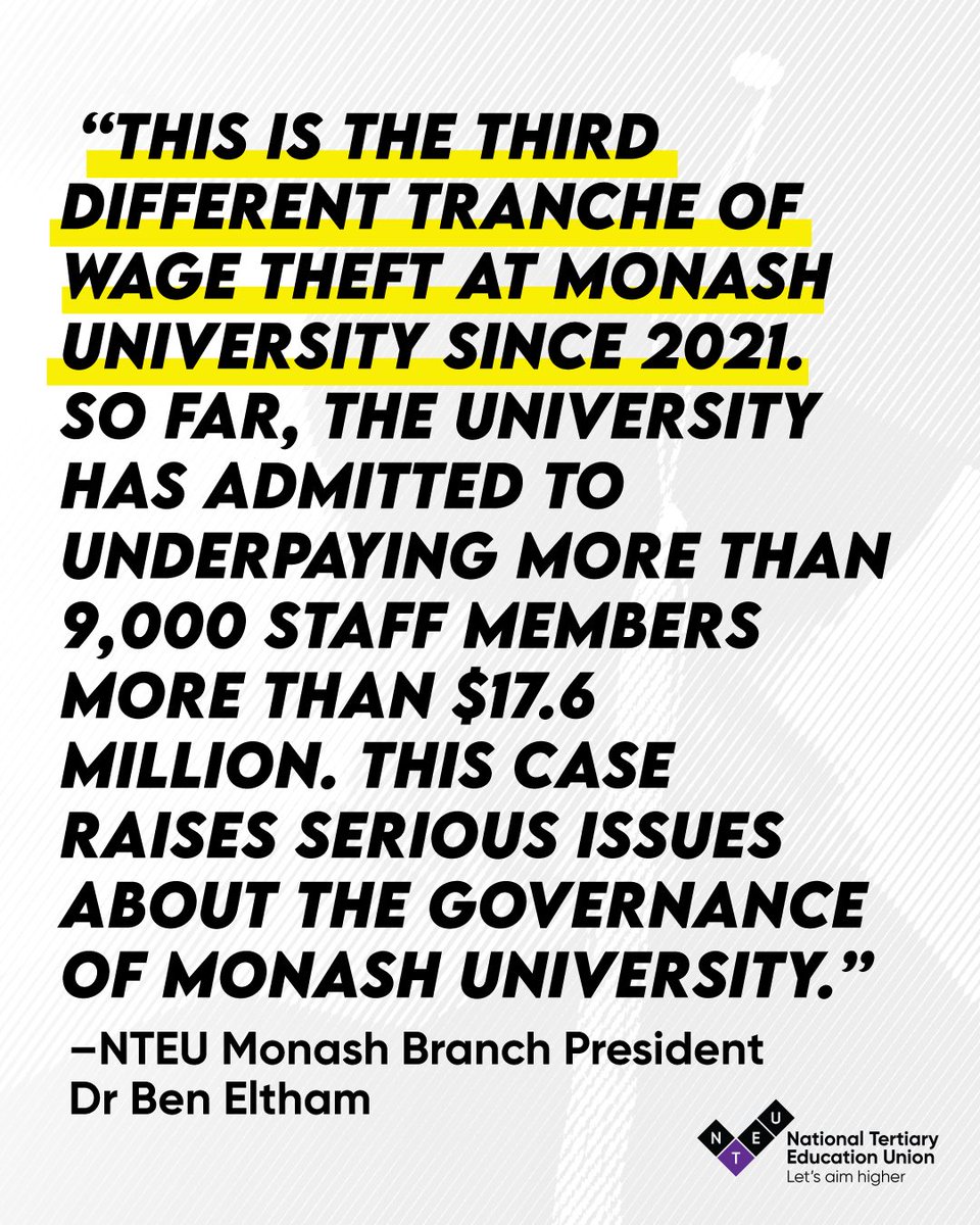 NTEU (@nteunion) on Twitter photo Ending the week with a big win for our union against wage theft and bad governance! š„³
āThis is an enormous victory for staff who have bravely stood up against appalling conduct that is symptomatic of the governance crisis engulfing Australian universities.ā
<a href="/AlisonBarnes25/">Alison Barnes</a> Ending the week with a big win for our union against wage theft and bad governance! š„³
āThis is an enormous victory for staff who have bravely stood up against appalling conduct that is symptomatic of the governance crisis engulfing Australian universities.ā
<a href="/AlisonBarnes25/">Alison Barnes</a>