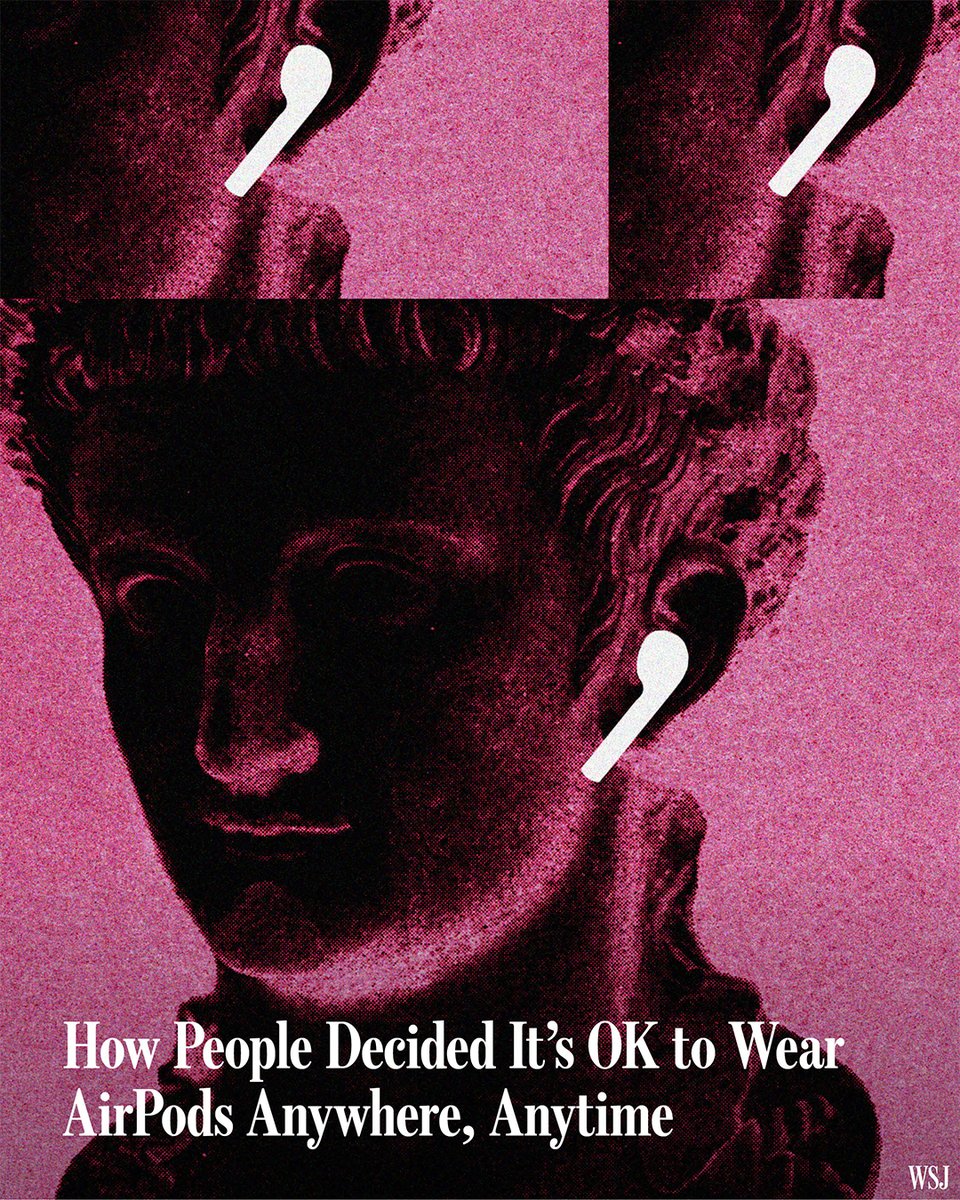 WSJ's tweet photo. Earbuds have so infiltrated daily life that even doctors can’t get your full attention. Even some Gen Zers worry about whether earbuds that are permanent fixtures signal a degradation of the culture.

“Someone might be listening to you, they might not.” https://t.co/ocRxYVYETH https://t.co/EnZlBg3qxt