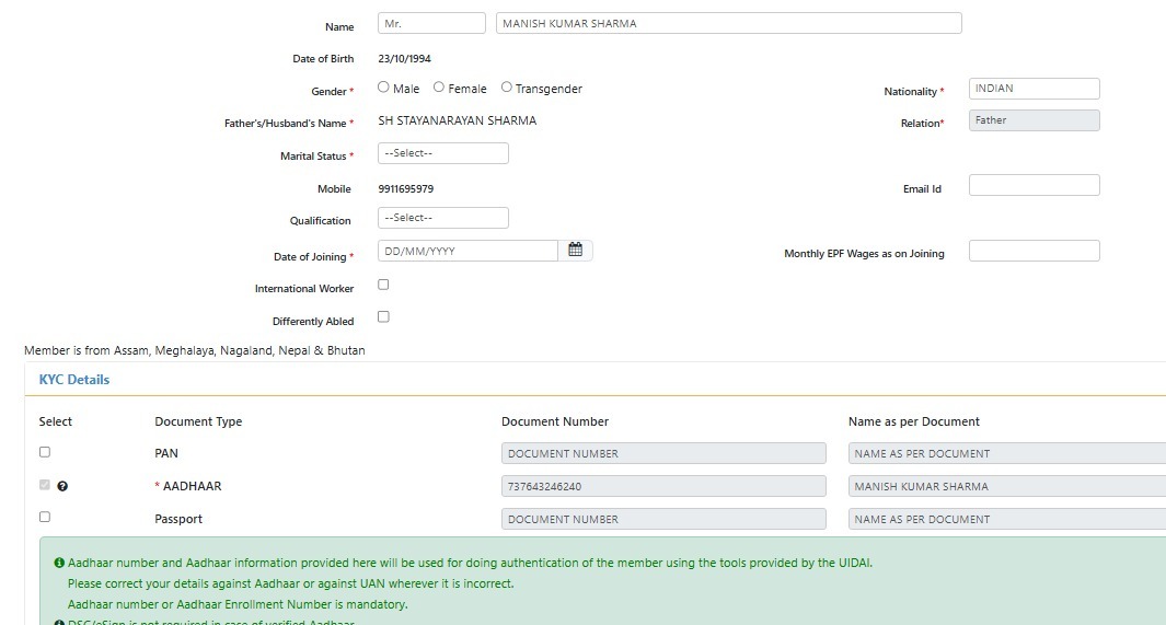 ManishFunstop's tweet image. 🚨 Wrong UAN-Linked to MY Aadhaar 

NEVER opened any @socialepfo (UAN) Account.

My Aadhaar is linked to a wrong UAN (100493277960) that does not belong to me, causing issues while my employer tries to generate my correct UAN.

Unlink my Aadhaar from incorrect UAN ASAP.