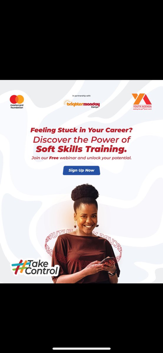 Why be left out while others are leveling up?Vijana wanajipanga Budaa!
Register for FREE Soft Skills Training &amp; gain tools to thrive!You will be guided on: 
✅ CV writing
✅ Interview dressing
✅ Confident communication
✅ Emotional intelligence
Your moment to #TakeControl is NOW