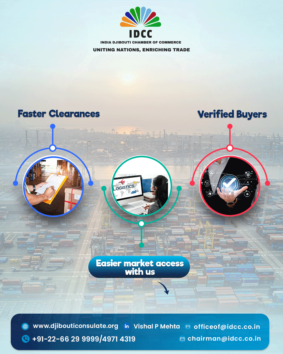 idccoffice's tweet photo. If your export plans keep stalling, it's usually due to weak networks and a lack of policy support
Let's connect
+22 6629 9999 / 49714319
officeof@idcc.co.in
https://t.co/LQeXnOimLh
#Export #support #TradingTips #Djibouti #IDCC #Networking #collaborate #Trade #Africa https://t.co/cAwLZurmlJ