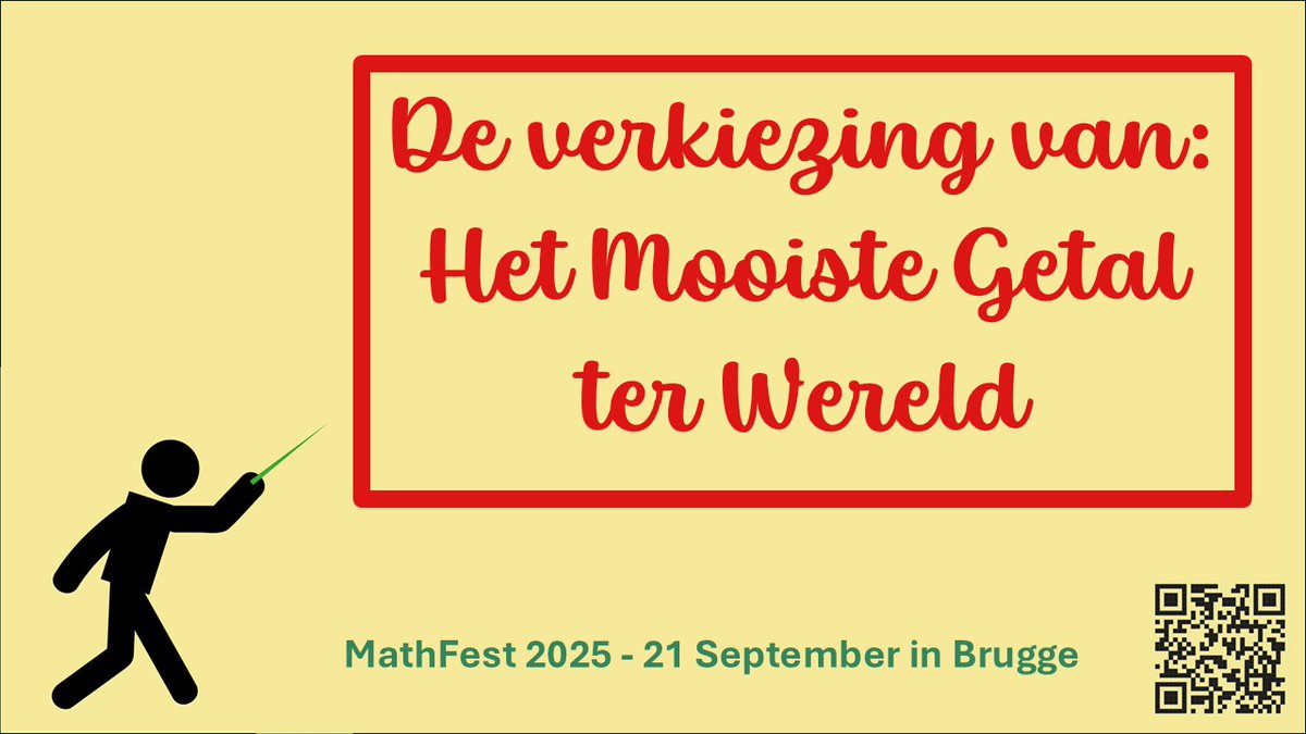 Heb jij een lievelingsgetal? Wij zijn benieuwd welk getal voor jou belangrijk is en waarom? Is het π, het 666-ste priemgetal, of een geluksgetal dat een iconische rol in je leven speelt?

Vertel het ons tijdens de Battle van de Getallen op MathFest. #MathFest #Brugge #Wiskunde