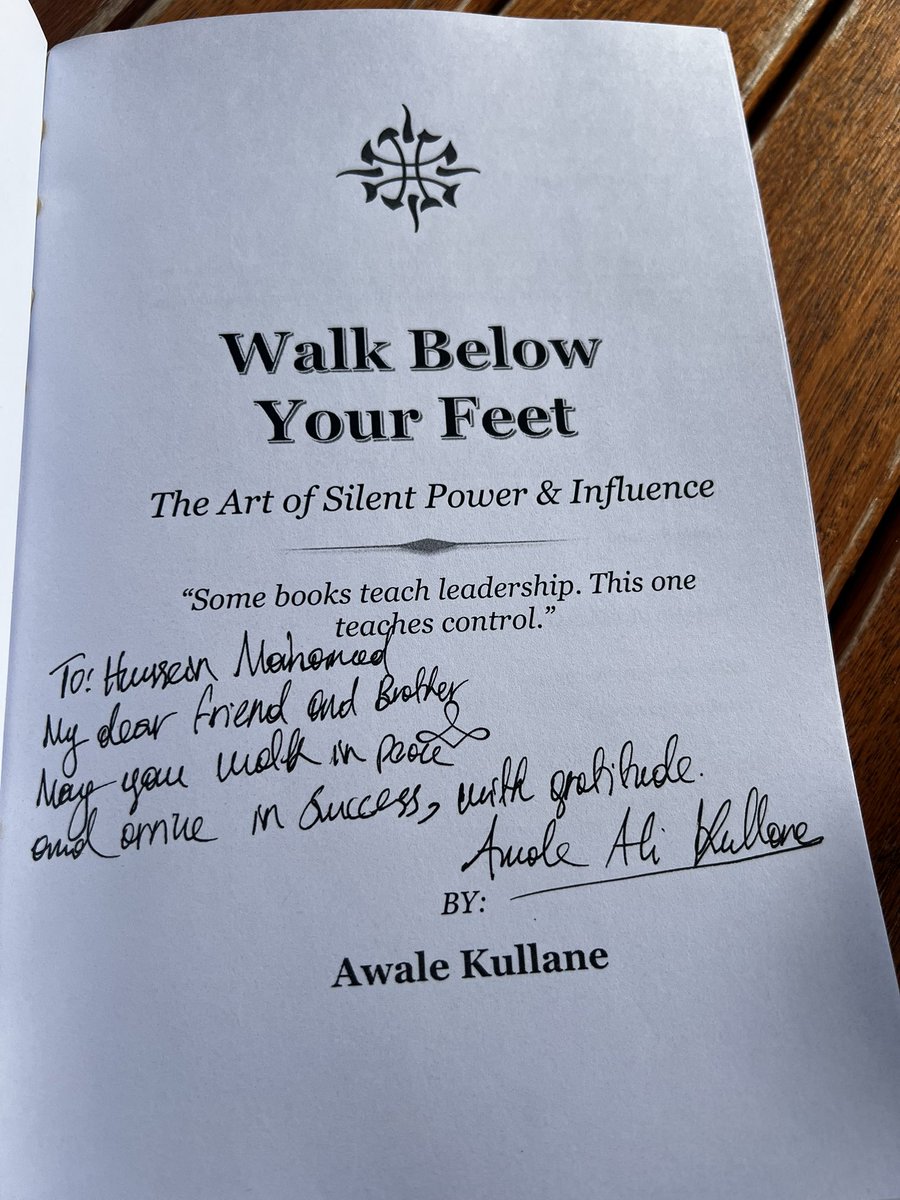 Hussienka1's tweet photo. I am deeply honoured to receive a copy of the Book “Walk Below Your Feet: The Art of Silent Power &amp; Influence” @Awalekullane ,a  colleague whose insights continue to inspire.
True to its title is a testament to the profound strength that lies in restraint in principled Leadership https://t.co/0WvbEVip9D